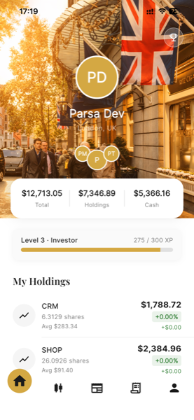 Parsa Vault profile and portfolio screen